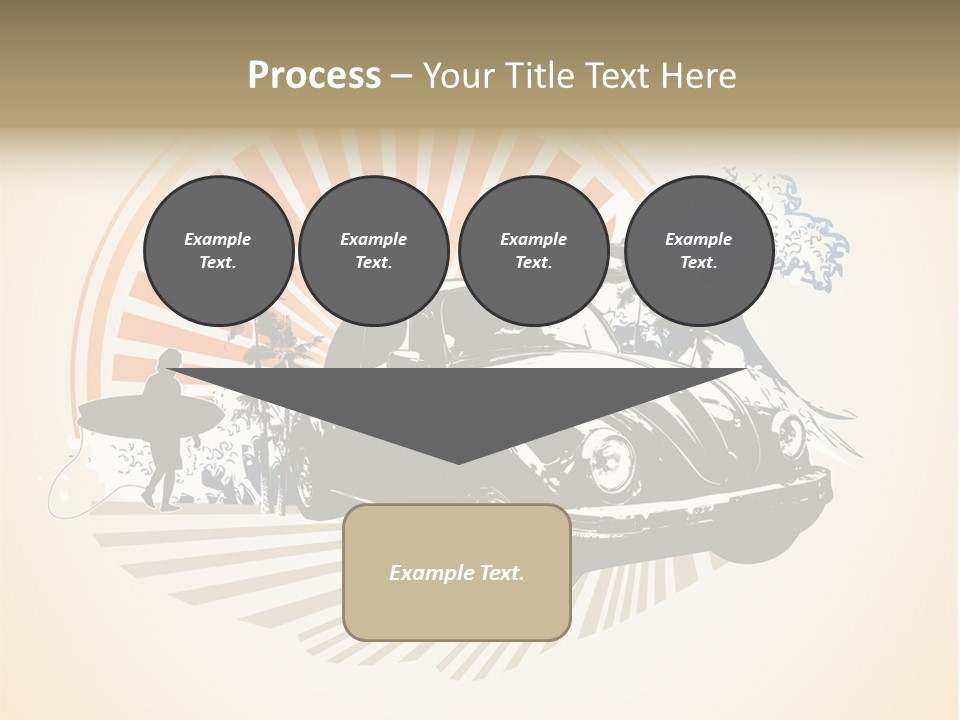 A Car With A Surfboard On The Back Of It PowerPoint Template