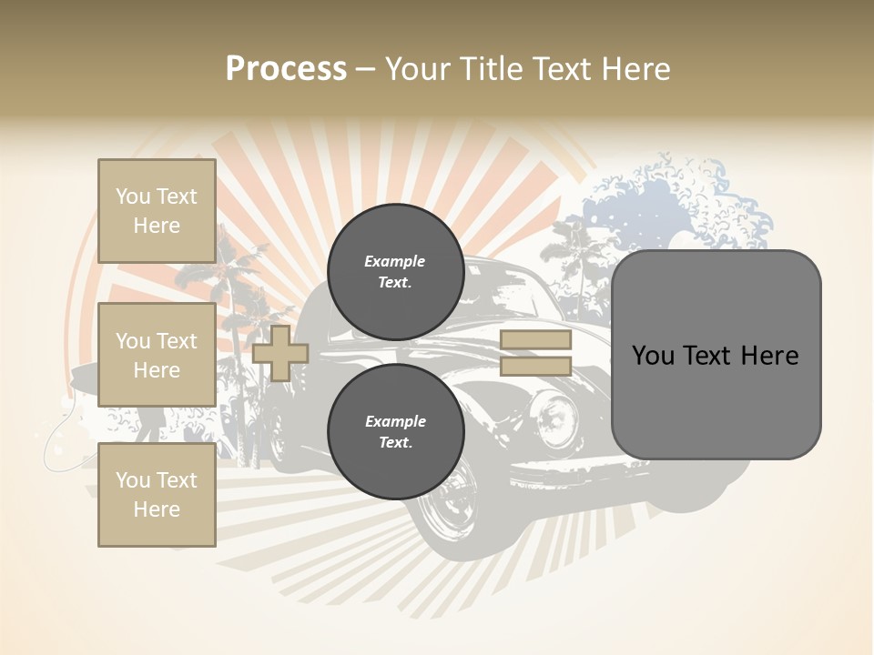 A Car With A Surfboard On The Back Of It PowerPoint Template