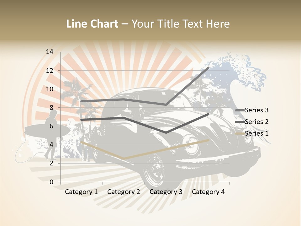 A Car With A Surfboard On The Back Of It PowerPoint Template