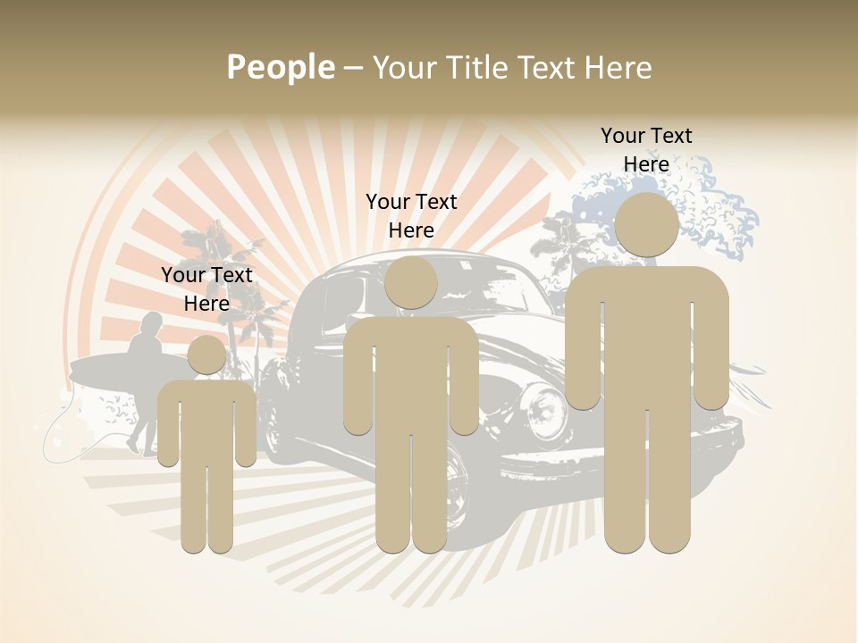 A Car With A Surfboard On The Back Of It PowerPoint Template