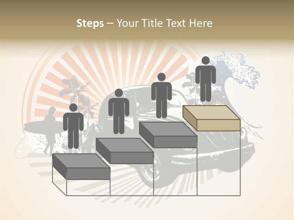 A Car With A Surfboard On The Back Of It PowerPoint Template