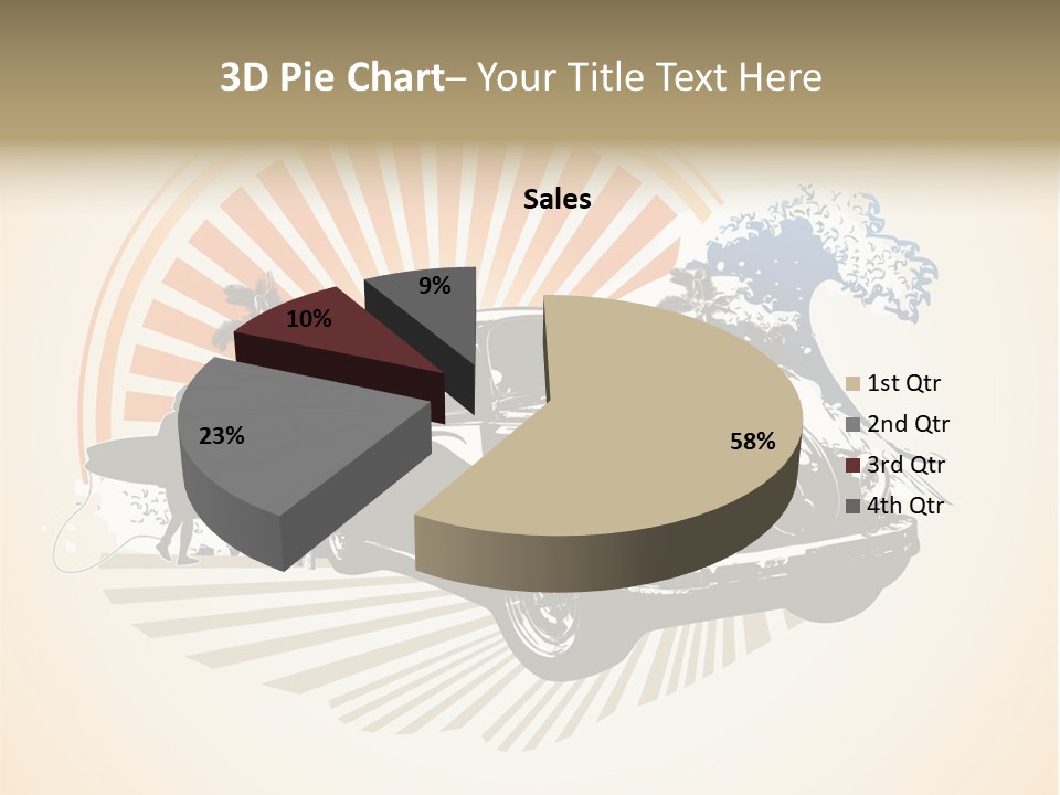 A Car With A Surfboard On The Back Of It PowerPoint Template