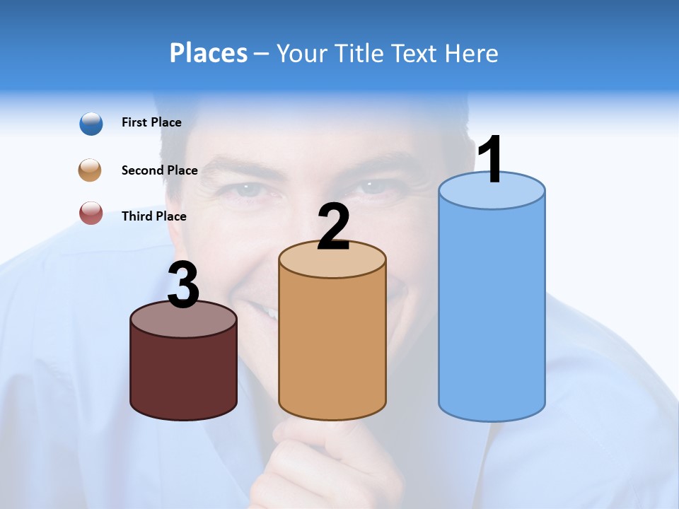 A Man Smiling With His Chin Resting On His Hand PowerPoint Template
