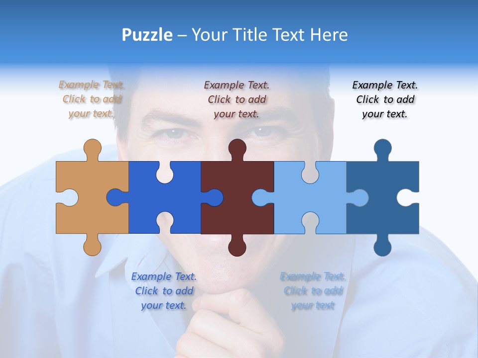 A Man Smiling With His Chin Resting On His Hand PowerPoint Template