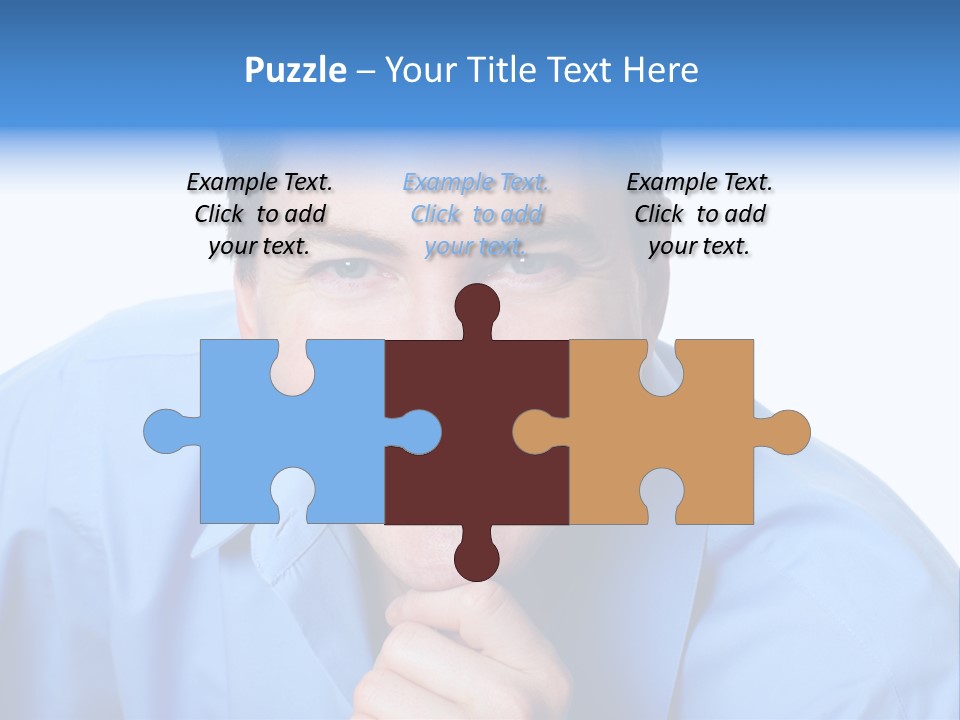 A Man Smiling With His Chin Resting On His Hand PowerPoint Template