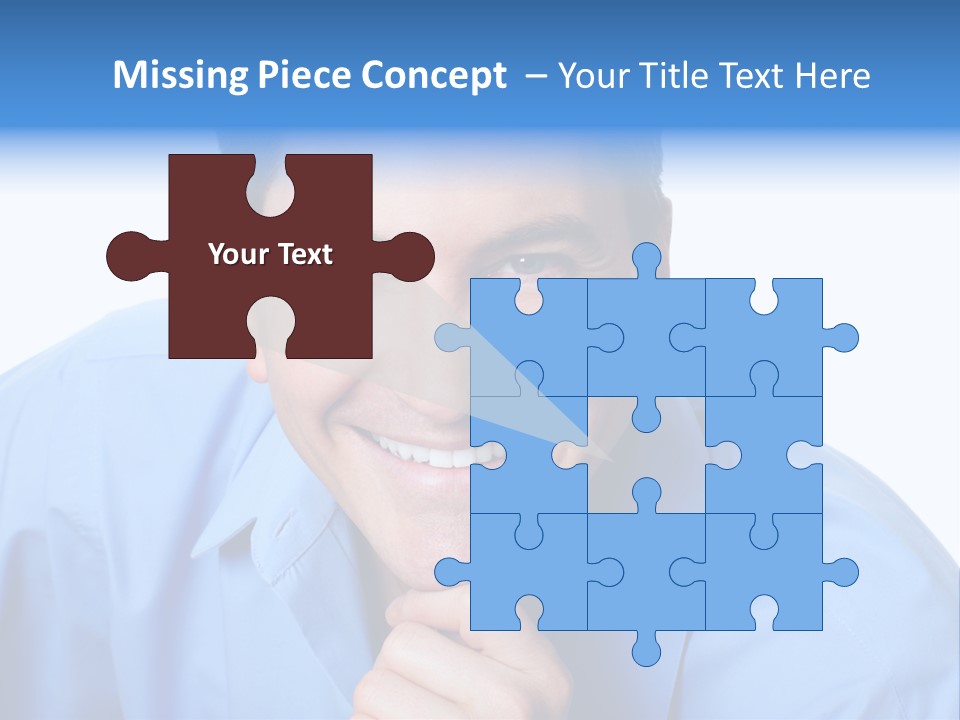 A Man Smiling With His Chin Resting On His Hand PowerPoint Template