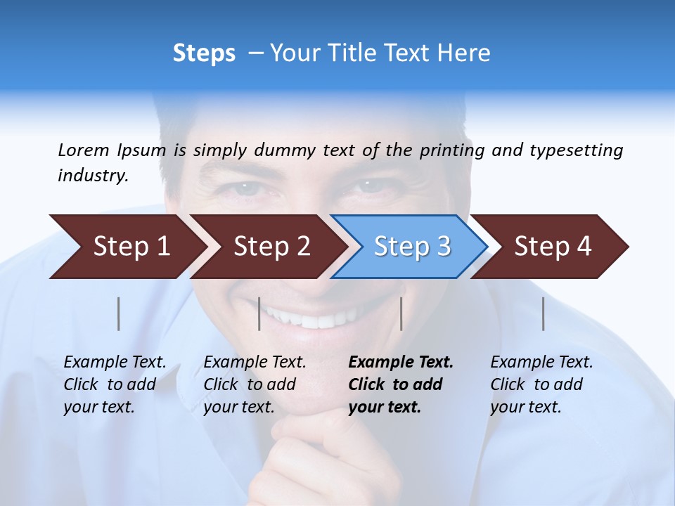 A Man Smiling With His Chin Resting On His Hand PowerPoint Template