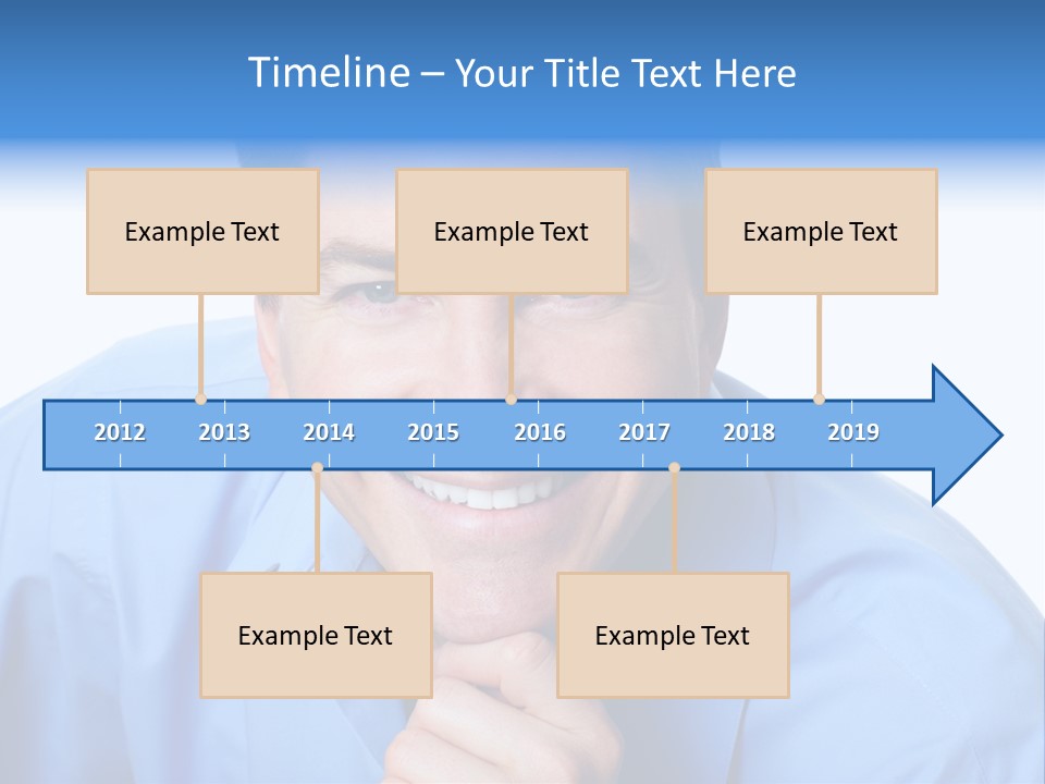 A Man Smiling With His Chin Resting On His Hand PowerPoint Template