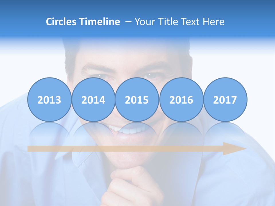 A Man Smiling With His Chin Resting On His Hand PowerPoint Template