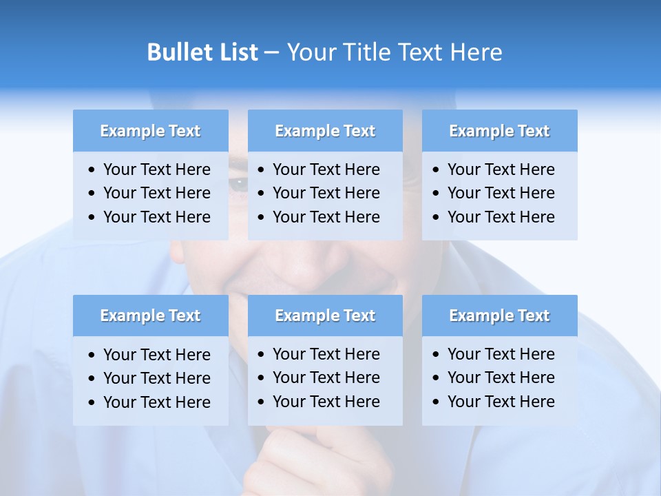 A Man Smiling With His Chin Resting On His Hand PowerPoint Template