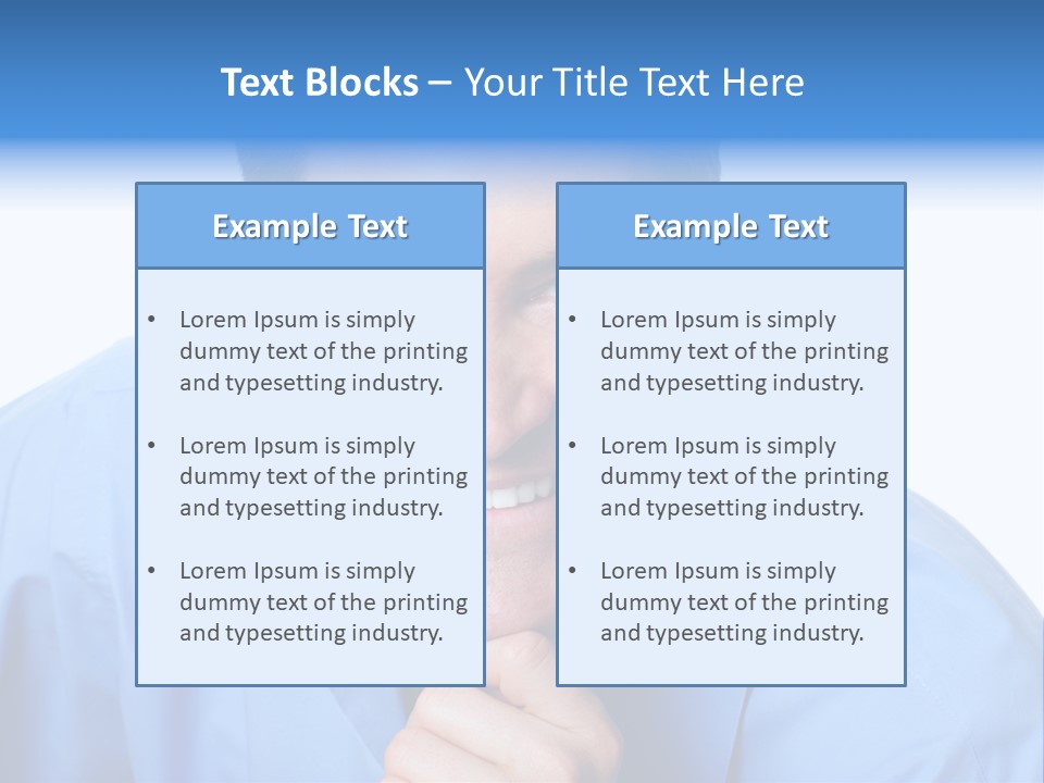 A Man Smiling With His Chin Resting On His Hand PowerPoint Template