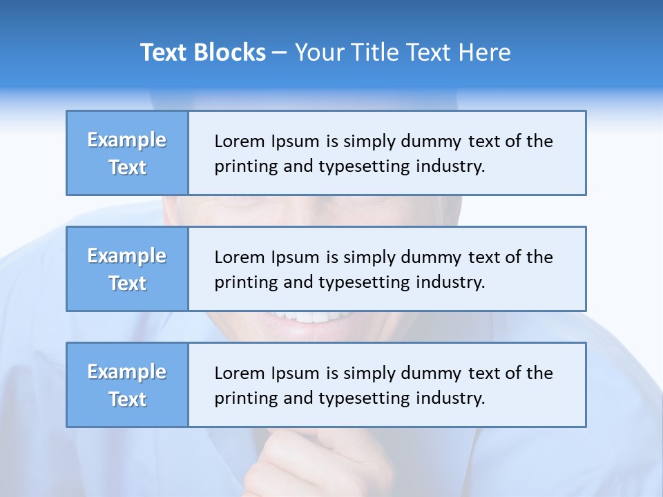 A Man Smiling With His Chin Resting On His Hand PowerPoint Template