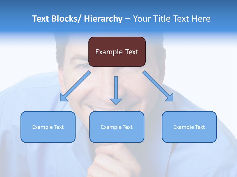 A Man Smiling With His Chin Resting On His Hand PowerPoint Template