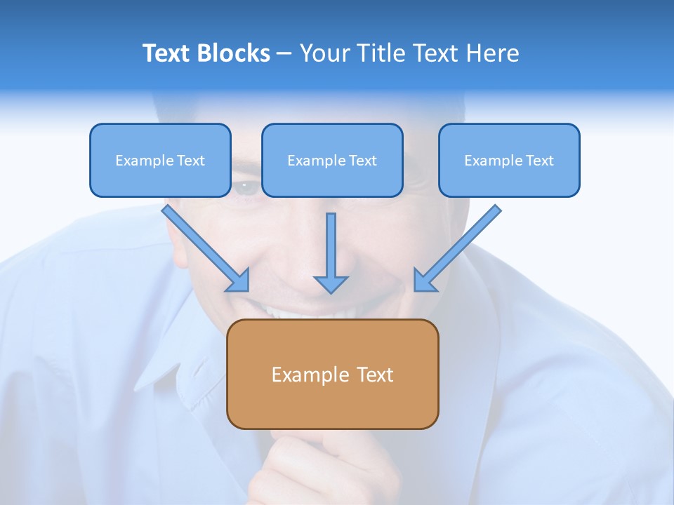 A Man Smiling With His Chin Resting On His Hand PowerPoint Template