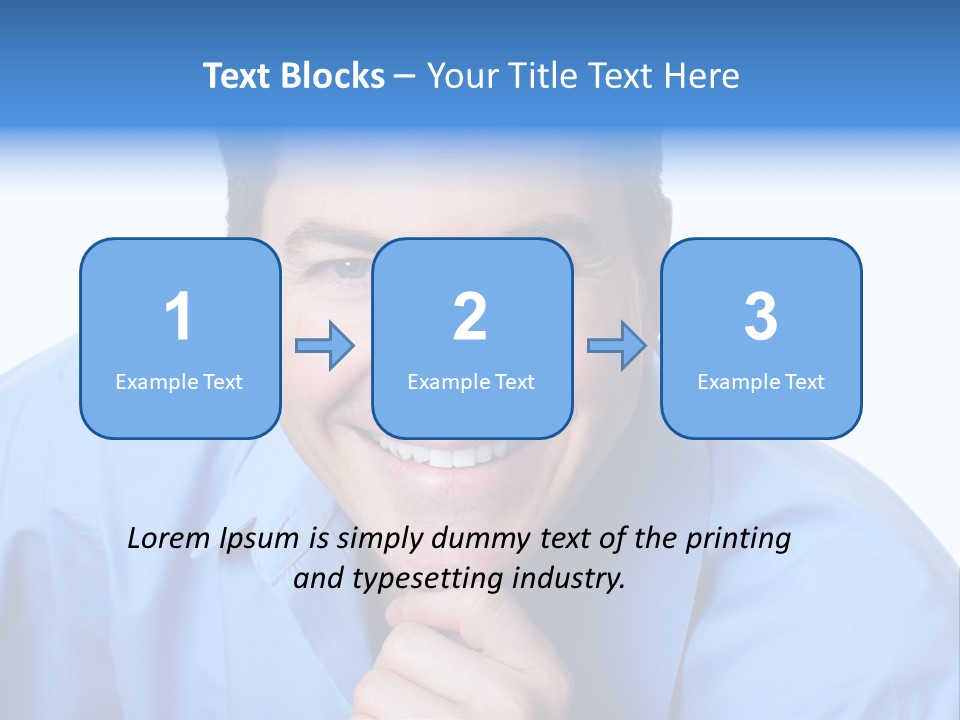 A Man Smiling With His Chin Resting On His Hand PowerPoint Template