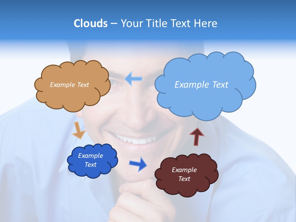 A Man Smiling With His Chin Resting On His Hand PowerPoint Template