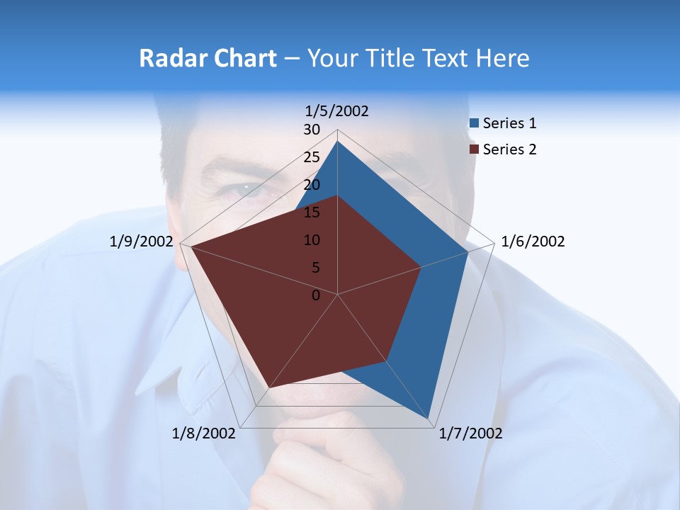 A Man Smiling With His Chin Resting On His Hand PowerPoint Template