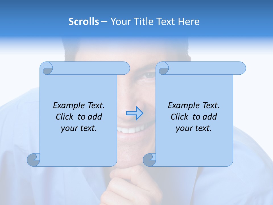 A Man Smiling With His Chin Resting On His Hand PowerPoint Template