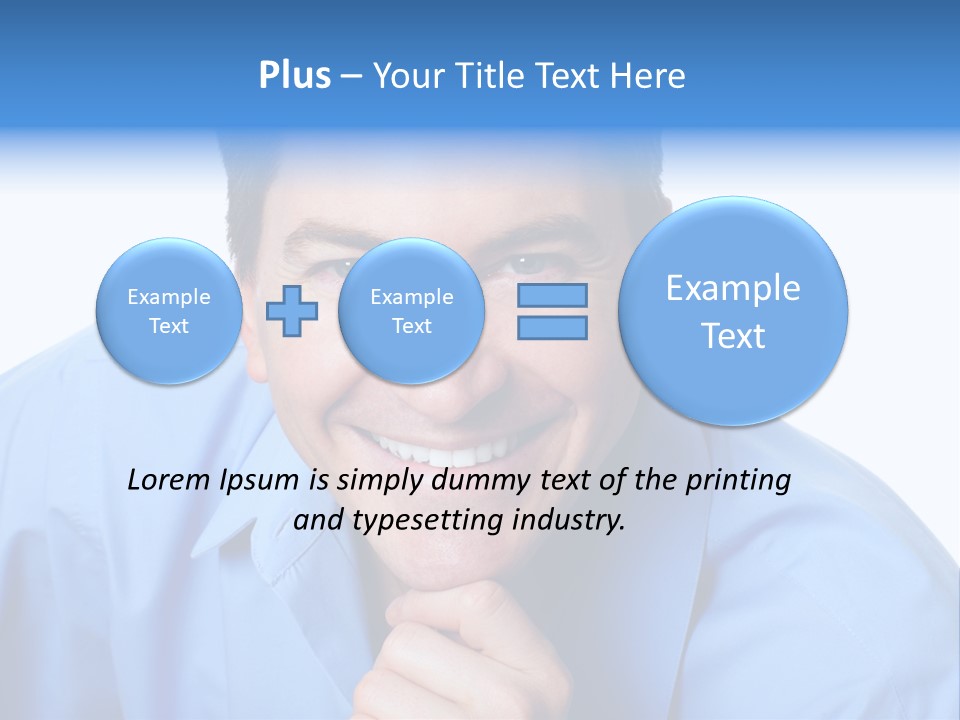 A Man Smiling With His Chin Resting On His Hand PowerPoint Template