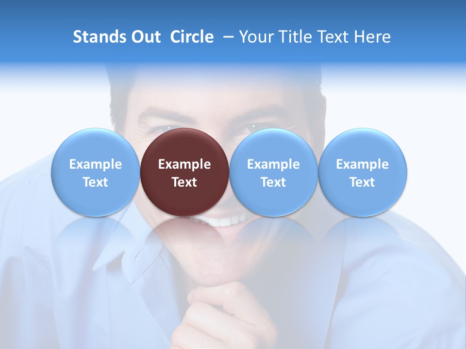 A Man Smiling With His Chin Resting On His Hand PowerPoint Template