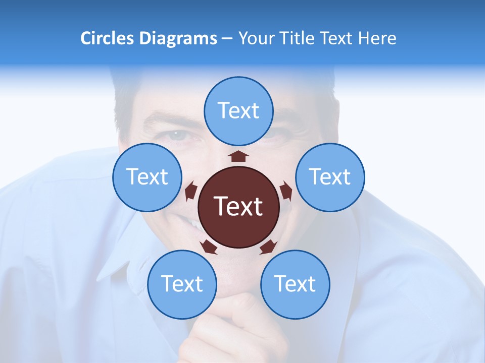 A Man Smiling With His Chin Resting On His Hand PowerPoint Template
