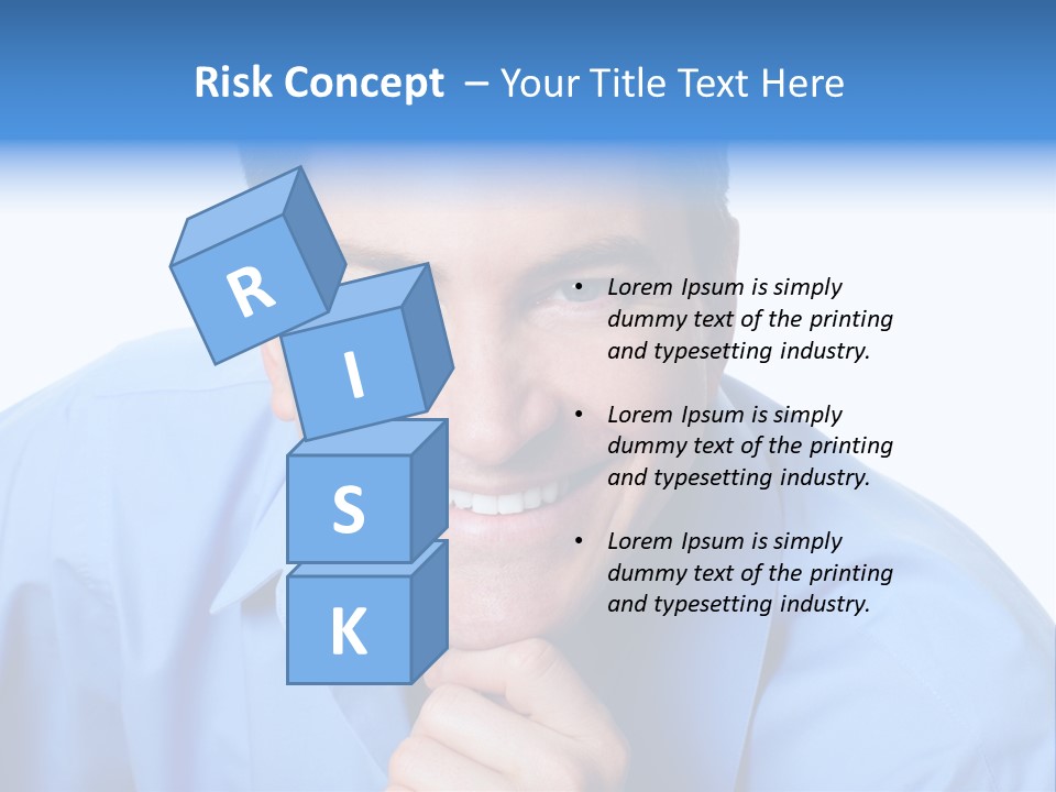 A Man Smiling With His Chin Resting On His Hand PowerPoint Template
