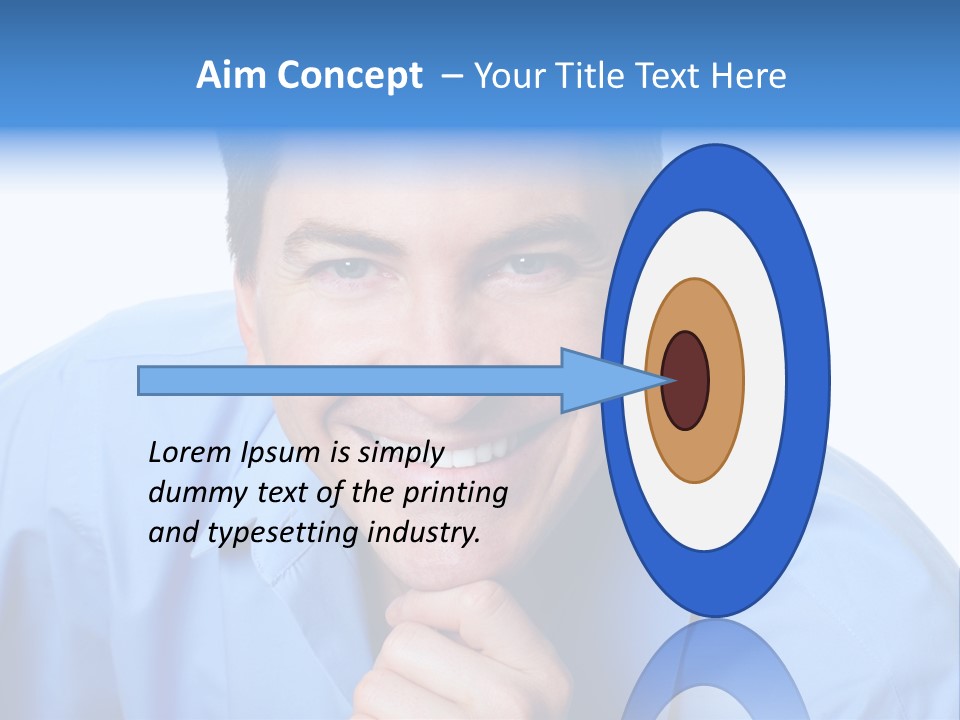 A Man Smiling With His Chin Resting On His Hand PowerPoint Template