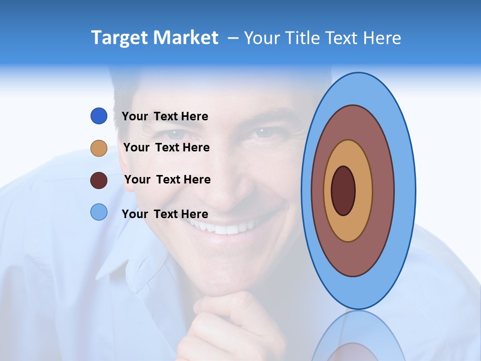 A Man Smiling With His Chin Resting On His Hand PowerPoint Template