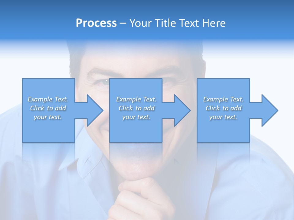 A Man Smiling With His Chin Resting On His Hand PowerPoint Template