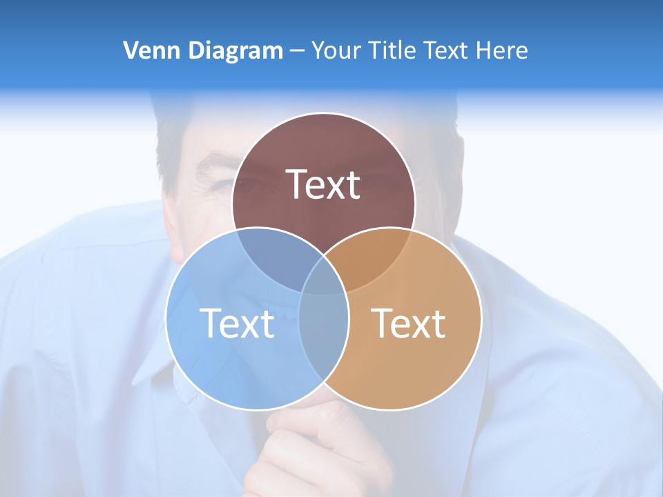 A Man Smiling With His Chin Resting On His Hand PowerPoint Template