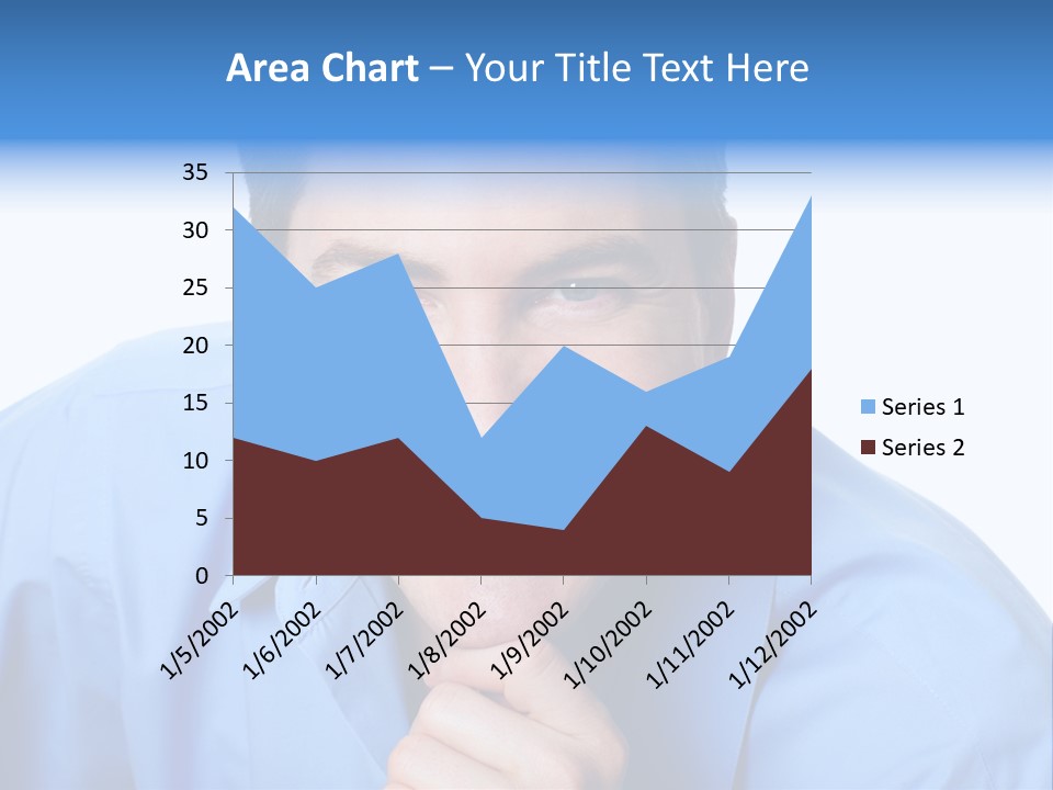 A Man Smiling With His Chin Resting On His Hand PowerPoint Template