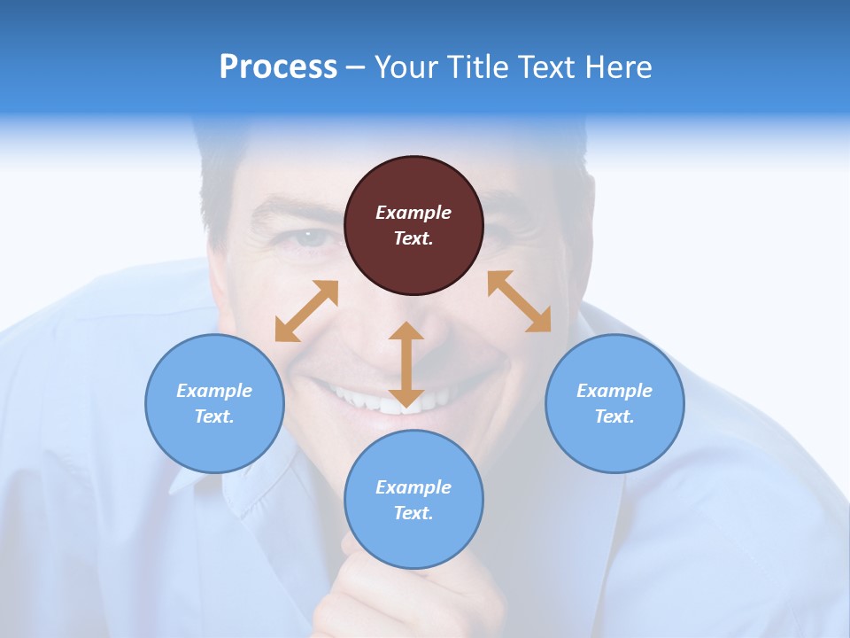 A Man Smiling With His Chin Resting On His Hand PowerPoint Template
