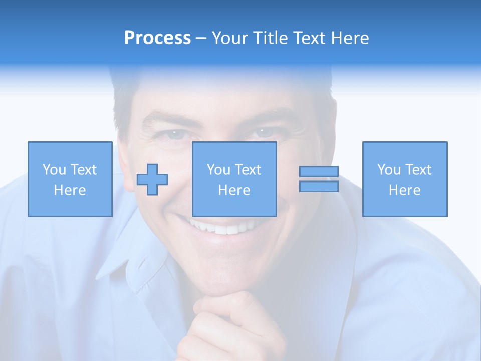 A Man Smiling With His Chin Resting On His Hand PowerPoint Template