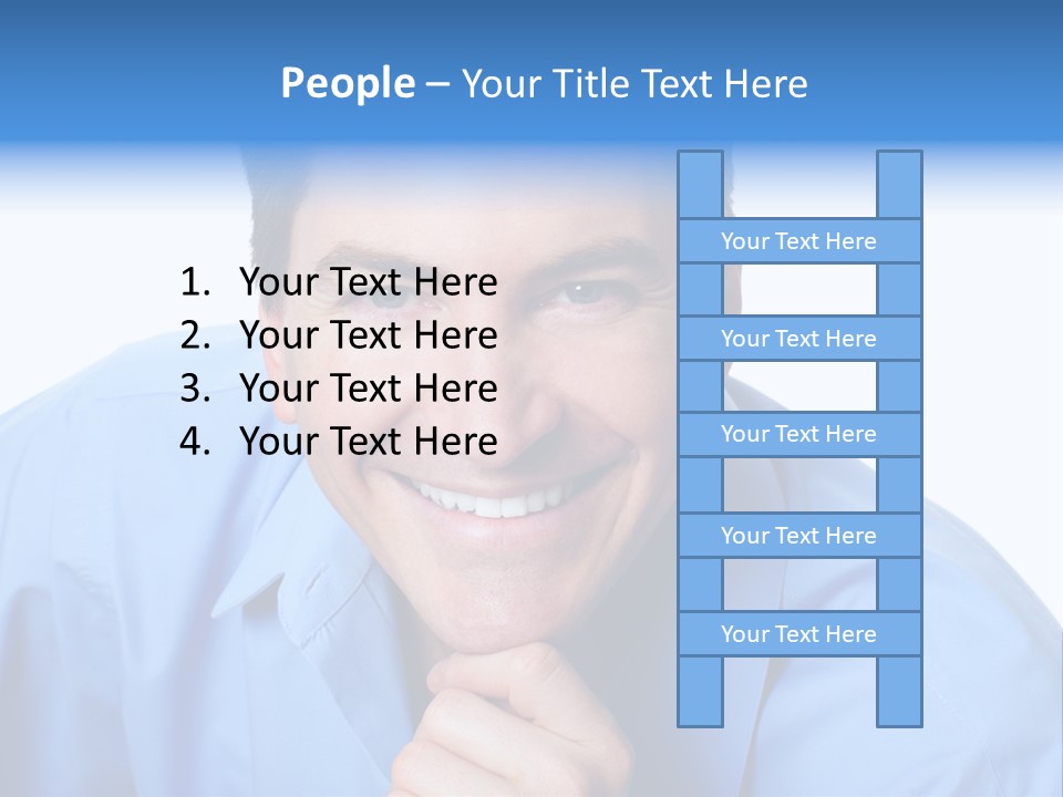 A Man Smiling With His Chin Resting On His Hand PowerPoint Template