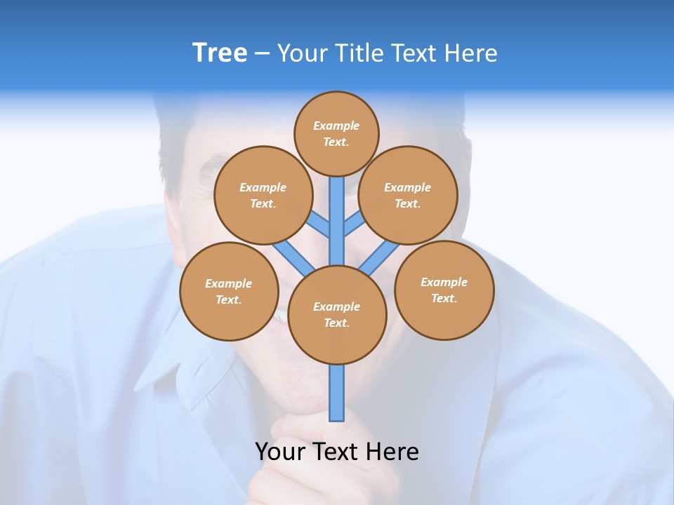 A Man Smiling With His Chin Resting On His Hand PowerPoint Template