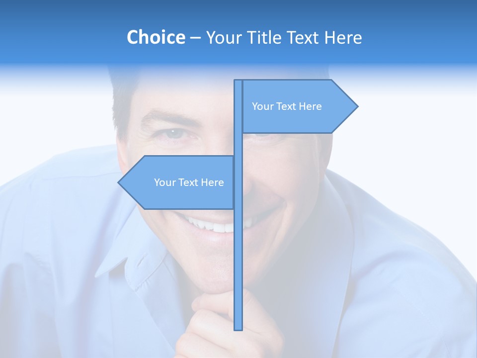 A Man Smiling With His Chin Resting On His Hand PowerPoint Template