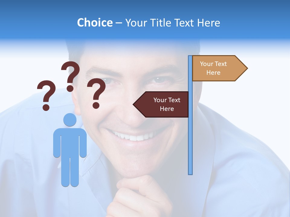 A Man Smiling With His Chin Resting On His Hand PowerPoint Template