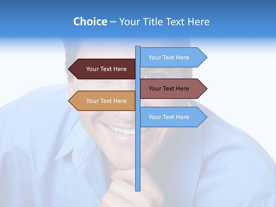 A Man Smiling With His Chin Resting On His Hand PowerPoint Template