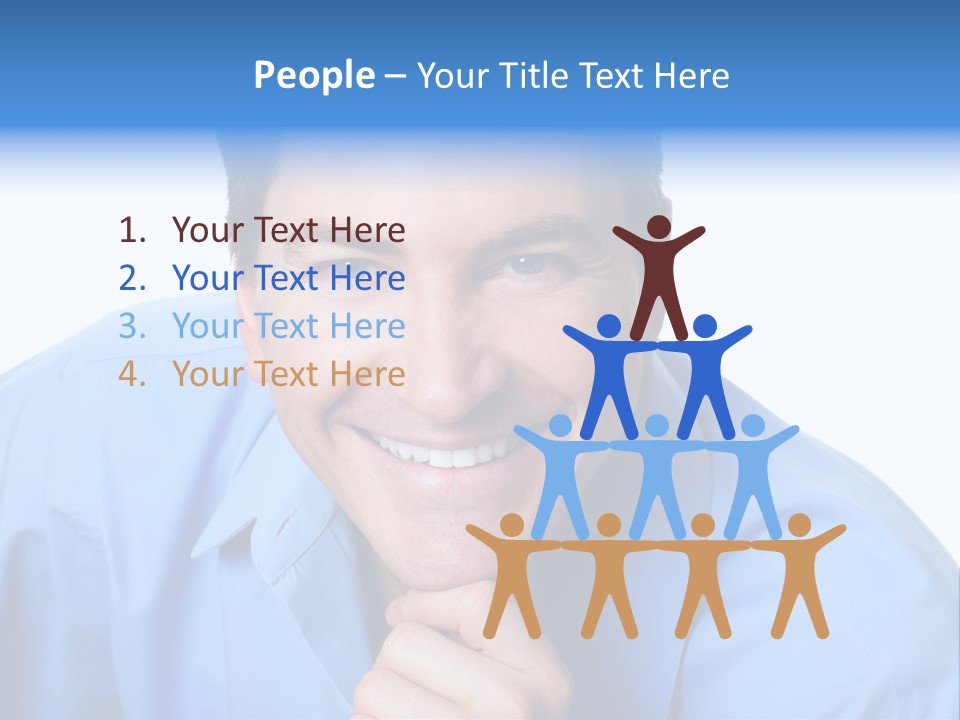 A Man Smiling With His Chin Resting On His Hand PowerPoint Template
