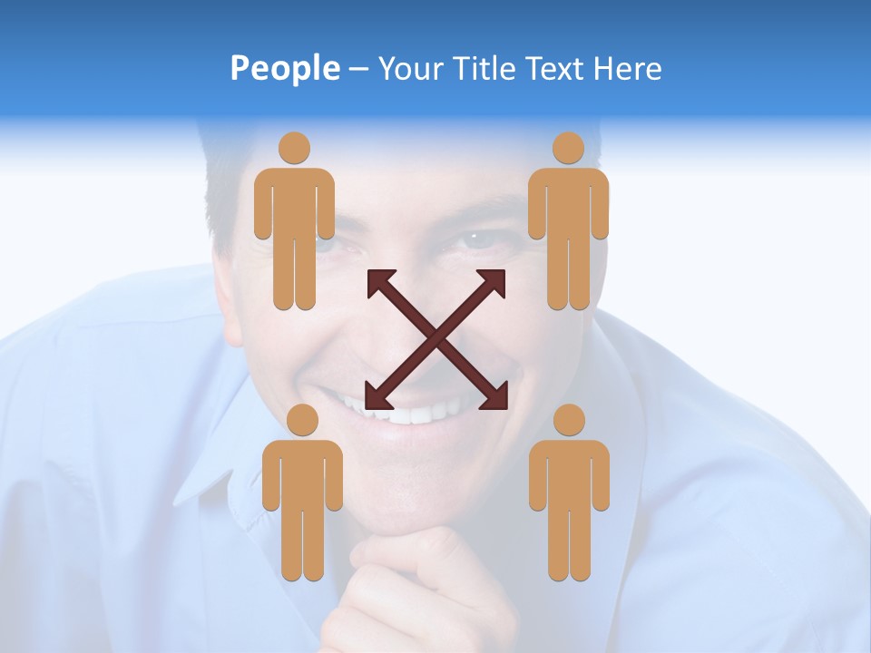 A Man Smiling With His Chin Resting On His Hand PowerPoint Template