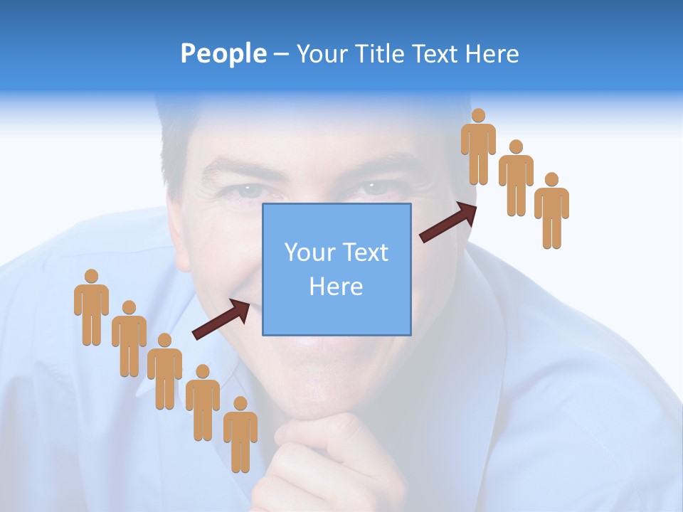 A Man Smiling With His Chin Resting On His Hand PowerPoint Template