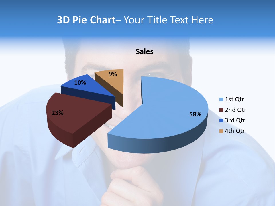 A Man Smiling With His Chin Resting On His Hand PowerPoint Template