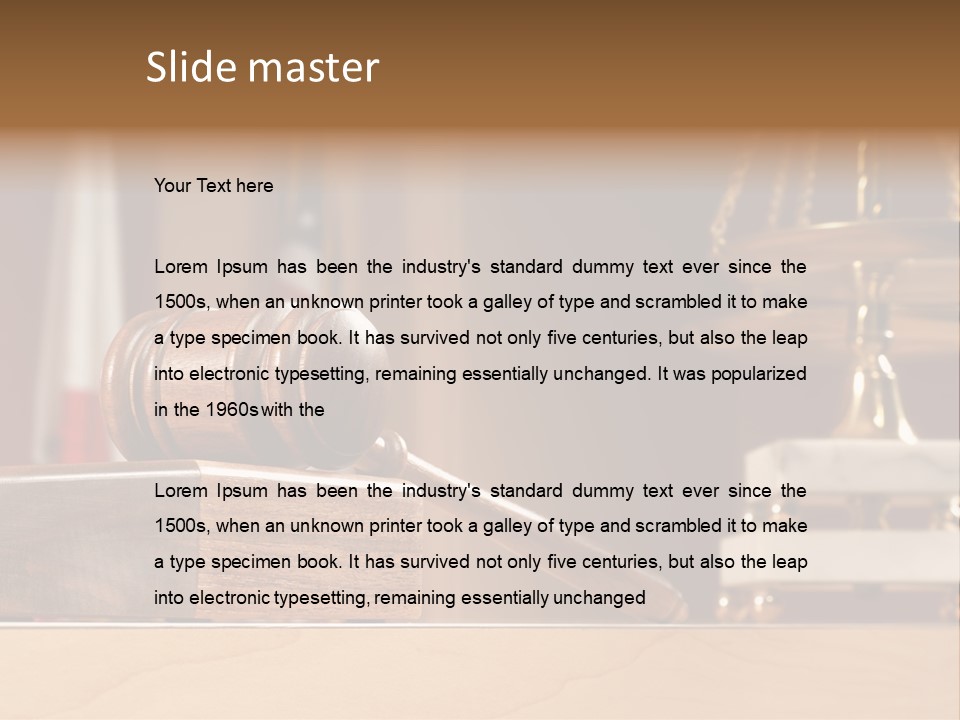 Legal Concept Still Life In A Courtroom With American And Californian Flags In The Background PowerPoint Template