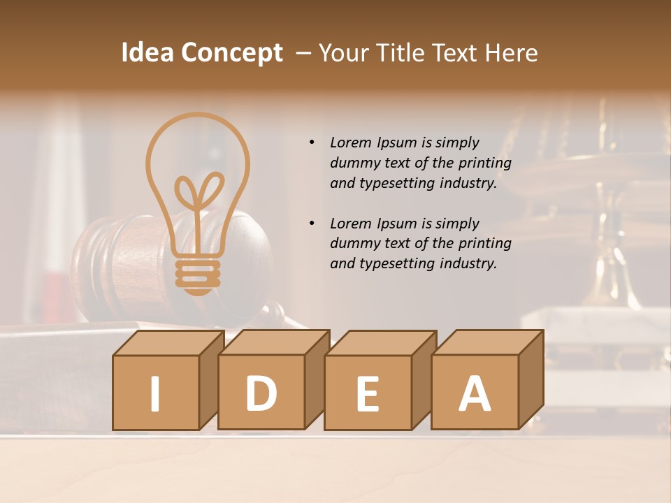 Legal Concept Still Life In A Courtroom With American And Californian Flags In The Background PowerPoint Template