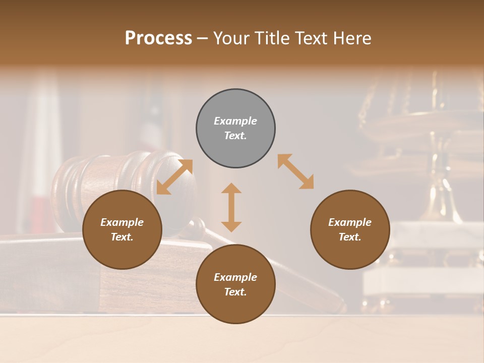 Legal Concept Still Life In A Courtroom With American And Californian Flags In The Background PowerPoint Template