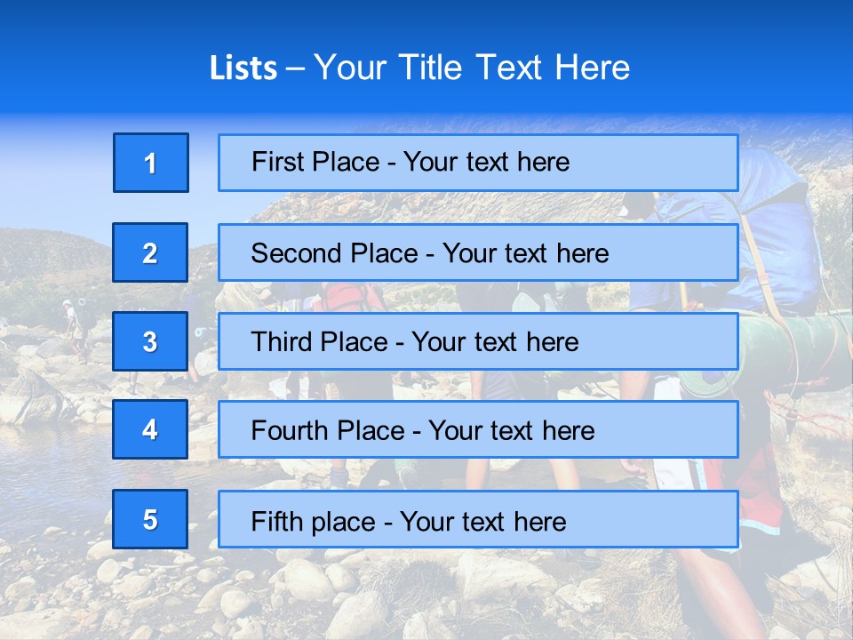 Group Of Hikers Crosses Small River In Mountains. Shot In The Langeberge Highlands Near Grootrivier And Gouritsrivier Rivers Crossing, Garden Route, Western Cape, South Africa. PowerPoint Template