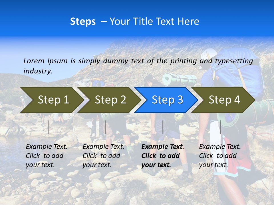 Group Of Hikers Crosses Small River In Mountains. Shot In The Langeberge Highlands Near Grootrivier And Gouritsrivier Rivers Crossing, Garden Route, Western Cape, South Africa. PowerPoint Template