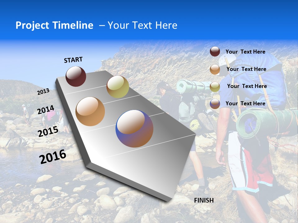 Group Of Hikers Crosses Small River In Mountains. Shot In The Langeberge Highlands Near Grootrivier And Gouritsrivier Rivers Crossing, Garden Route, Western Cape, South Africa. PowerPoint Template