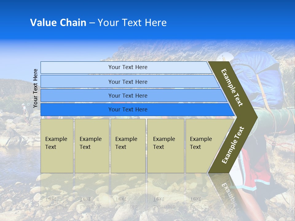 Group Of Hikers Crosses Small River In Mountains. Shot In The Langeberge Highlands Near Grootrivier And Gouritsrivier Rivers Crossing, Garden Route, Western Cape, South Africa. PowerPoint Template