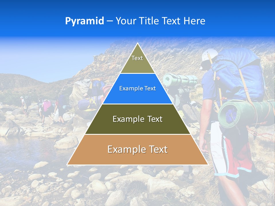 Group Of Hikers Crosses Small River In Mountains. Shot In The Langeberge Highlands Near Grootrivier And Gouritsrivier Rivers Crossing, Garden Route, Western Cape, South Africa. PowerPoint Template